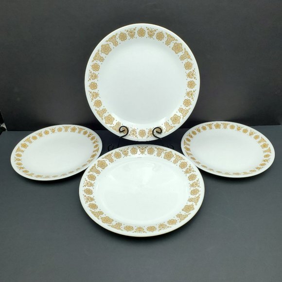 Corelle Butterfly Gold Dinner Plates Lunch Salad Plates Corning Gold Flowers - Picture 1 of 11